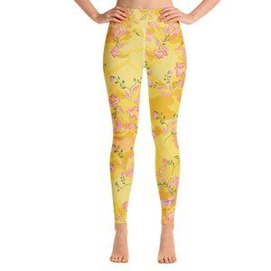Yellow and pink floral leggings